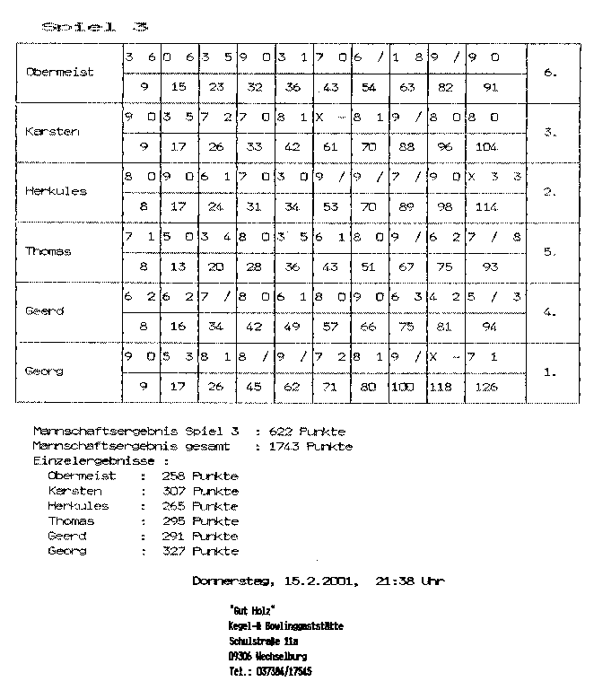 Bowling 15.02.2001