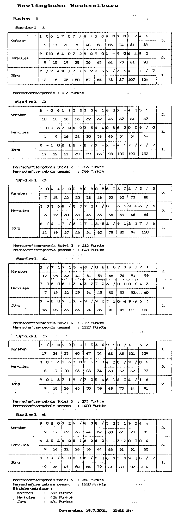 Bowling 19.07.2001