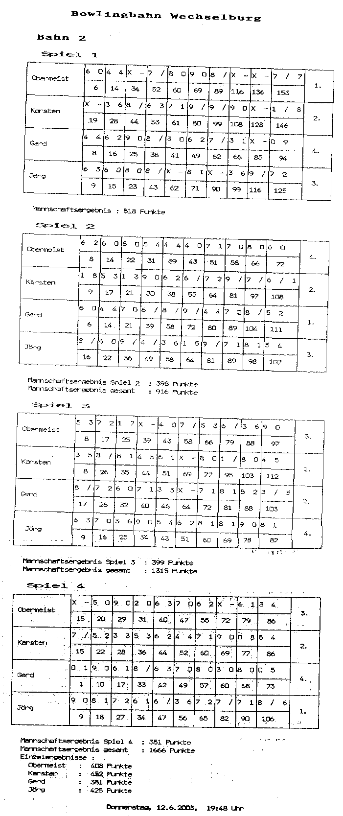 Bowling vom 12.06.2003